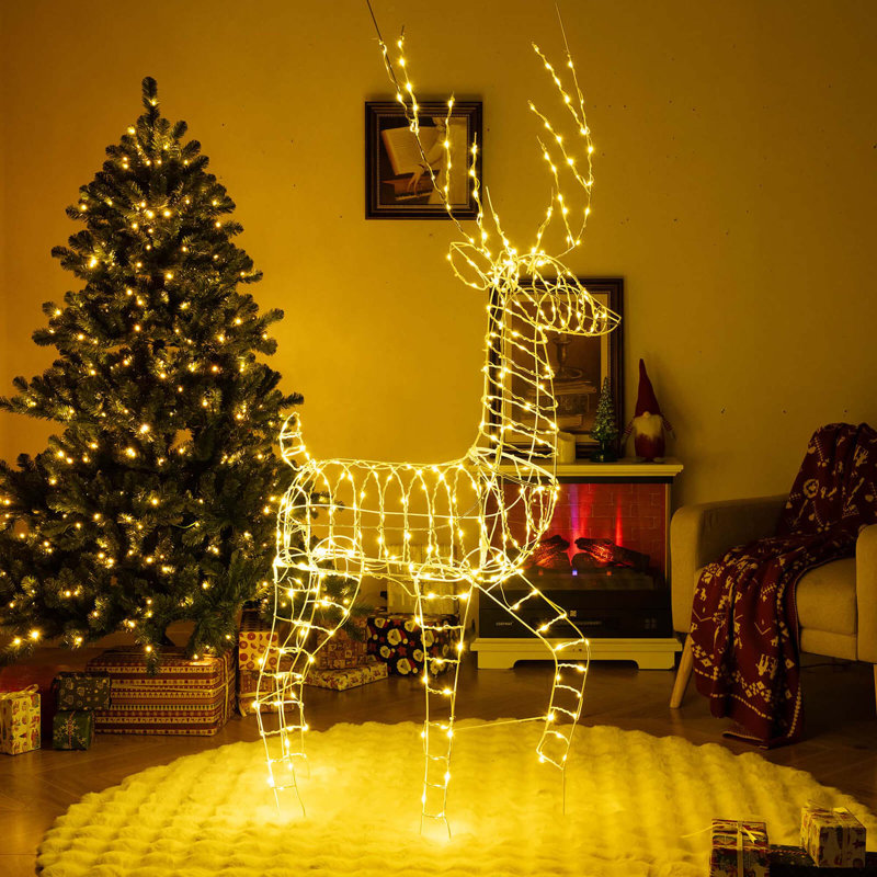 Selling Holiday 4.5-ft Feeding Reindeer w/ LED Lights Christmas Decor